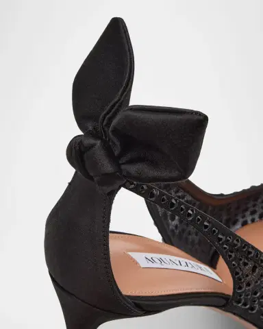 Aquazzura Crystal Satin Mesh Bow Pumps | Thumbnail 5