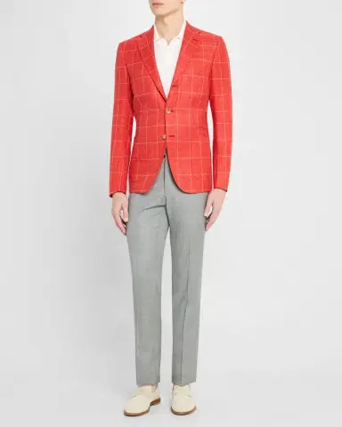 Kiton Men's Cashmere-Blend Windowpane Sport Coat | Thumbnail 2