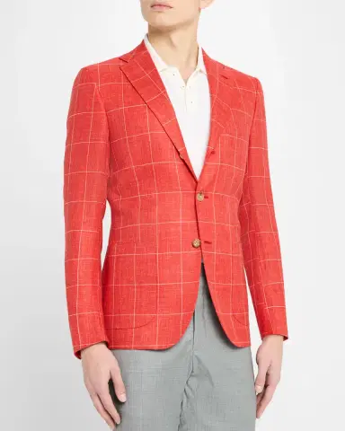 Kiton Men's Cashmere-Blend Windowpane Sport Coat | Thumbnail 4