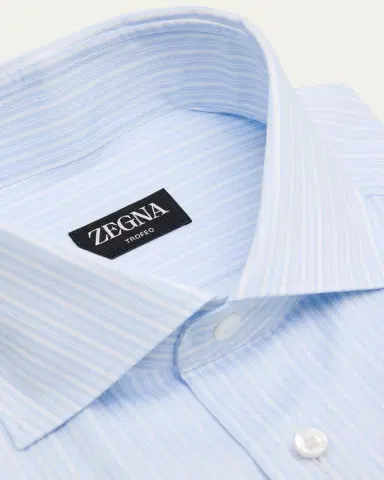 ZEGNA Men's Trofeo Cotton Framed Stripe Dress Shirt | Thumbnail 2