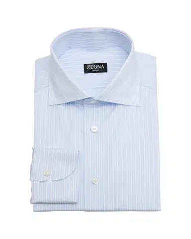 ZEGNA Men's Trofeo Cotton Framed Stripe Dress Shirt | Thumbnail 1