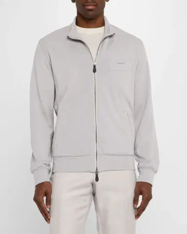 Isaia Men 's Full-Zip Knit Track Jacket | Thumbnail 4