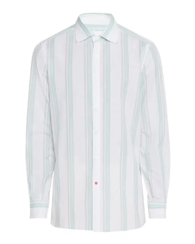 Men 's Cotton and Linen Stripe Casual Button-Down Shirt