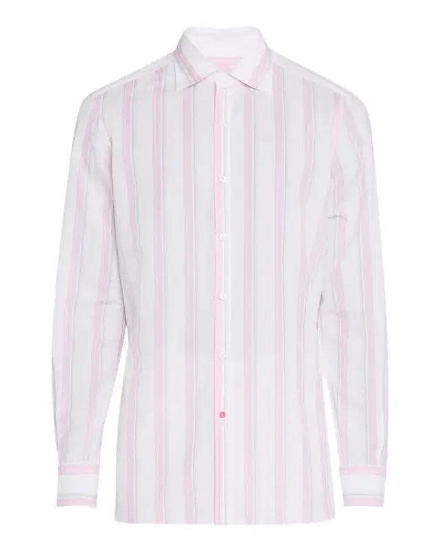 Men's Cotton and Linen Stripe Casual Button-Down Shirt