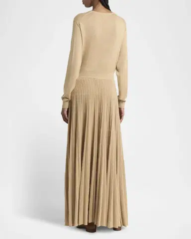 Loro Piana Luciole Pleated Knit Cashmere-Blend Maxi Skirt | Thumbnail 3
