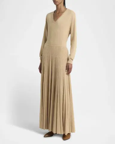 Loro Piana Luciole Pleated Knit Cashmere-Blend Maxi Skirt | Thumbnail 4