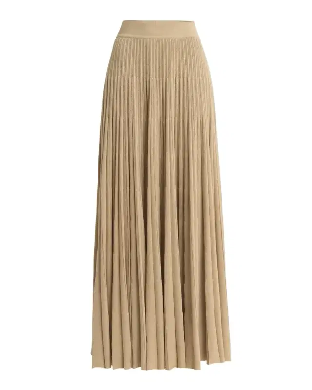 Luciole Pleated Knit Cashmere-Blend Maxi Skirt