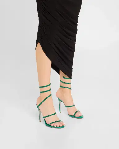 René Caovilla Cleo Satin Crystal Snake Wrap Sandals | Thumbnail 2