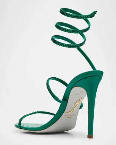 René Caovilla Cleo Satin Crystal Snake Wrap Sandals | Thumbnail 4