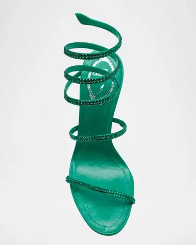 René Caovilla Cleo Satin Crystal Snake Wrap Sandals | Thumbnail 6