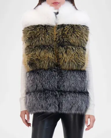 THEIA Fox-Like Faux Fur Vest | Thumbnail 2