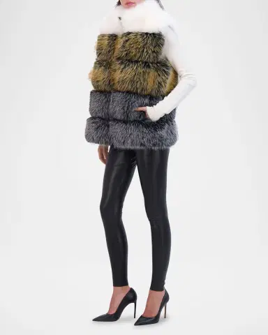 THEIA Fox-Like Faux Fur Vest | Thumbnail 3