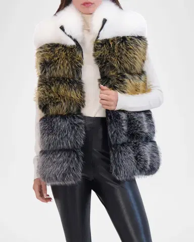 THEIA Fox-Like Faux Fur Vest | Thumbnail 6
