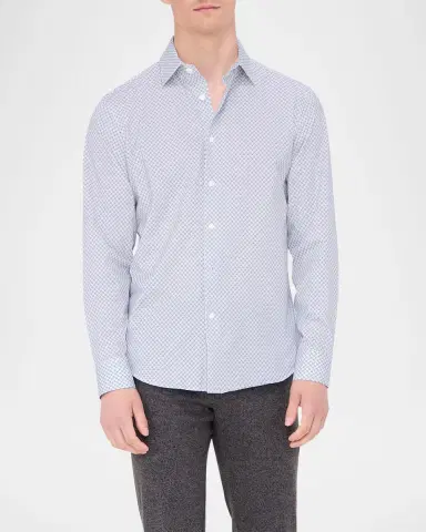 Bugatchi Men's OoohCotton James Geometric Sport Shirt | Thumbnail 4 Bugatchi Men's OoohCotton James Geometric Sport Shirt | Thumbnail 4