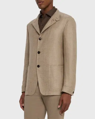 Zegna Men's Cashmere-Blend Basketweave Blazer | Thumbnail 4 Zegna Men's Cashmere-Blend Basketweave Blazer | Thumbnail 4