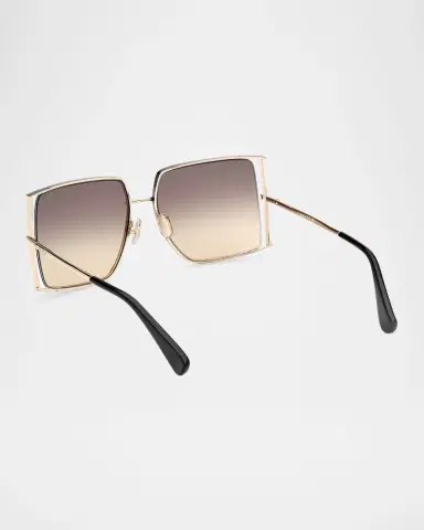 Max Mara Rectangle Logo Engraved Metal Sunglasses | Thumbnail 2 Max Mara Rectangle Logo Engraved Metal Sunglasses | Thumbnail 2