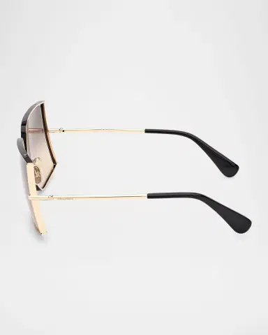 Max Mara Rectangle Logo Engraved Metal Sunglasses | Thumbnail 4 Max Mara Rectangle Logo Engraved Metal Sunglasses | Thumbnail 4