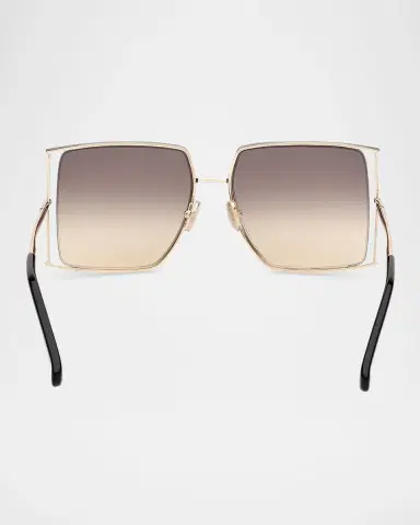 Max Mara Rectangle Logo Engraved Metal Sunglasses | Thumbnail 5 Max Mara Rectangle Logo Engraved Metal Sunglasses | Thumbnail 5