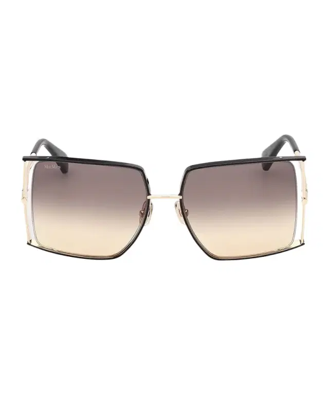 Max Mara Rectangle Logo Engraved Metal Sunglasses