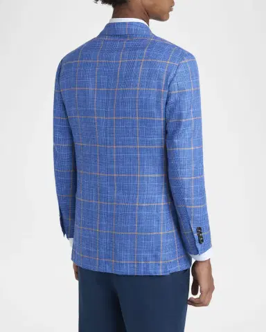 Kiton Men's Plaid With Windowpane Sport Coat | Thumbnail 3 Kiton Men's Plaid With Windowpane Sport Coat | Thumbnail 3
