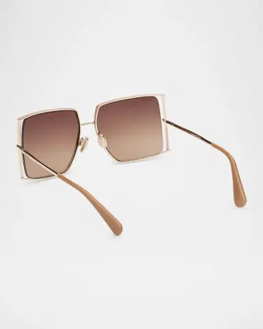Max Mara Rectangle Logo Engraved Metal Sunglasses | Thumbnail 2 Max Mara Rectangle Logo Engraved Metal Sunglasses | Thumbnail 2