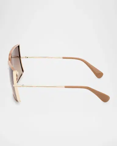 Max Mara Rectangle Logo Engraved Metal Sunglasses | Thumbnail 4 Max Mara Rectangle Logo Engraved Metal Sunglasses | Thumbnail 4
