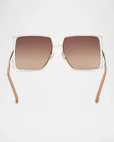 Max Mara Rectangle Logo Engraved Metal Sunglasses | Thumbnail 5 Max Mara Rectangle Logo Engraved Metal Sunglasses | Thumbnail 5