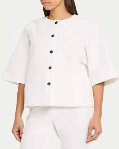 Lafayette 148 New York Elbow-Sleeve Stretch Twill Shirt Jacket | Thumbnail 4 Lafayette 148 New York Elbow-Sleeve Stretch Twill Shirt Jacket | Thumbnail 4