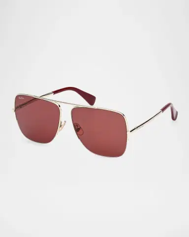 Max Mara Logo Engraved Metal Aviator Sunglasses | Thumbnail 3
