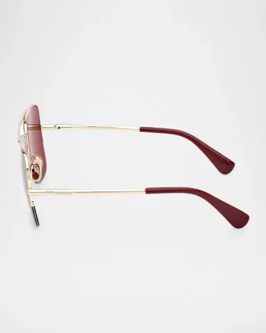 Max Mara Logo Engraved Metal Aviator Sunglasses | Thumbnail 4