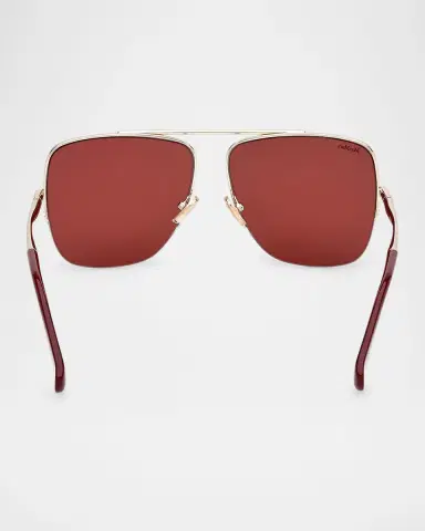 Max Mara Logo Engraved Metal Aviator Sunglasses | Thumbnail 5