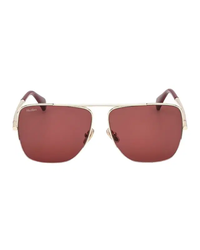 Logo Engraved Metal Aviator Sunglasses