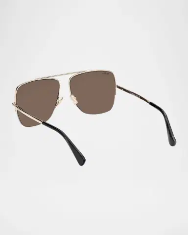Max Mara Logo Engraved Metal Aviator Sunglasses | Thumbnail 2