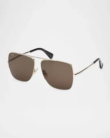 Max Mara Logo Engraved Metal Aviator Sunglasses | Thumbnail 3