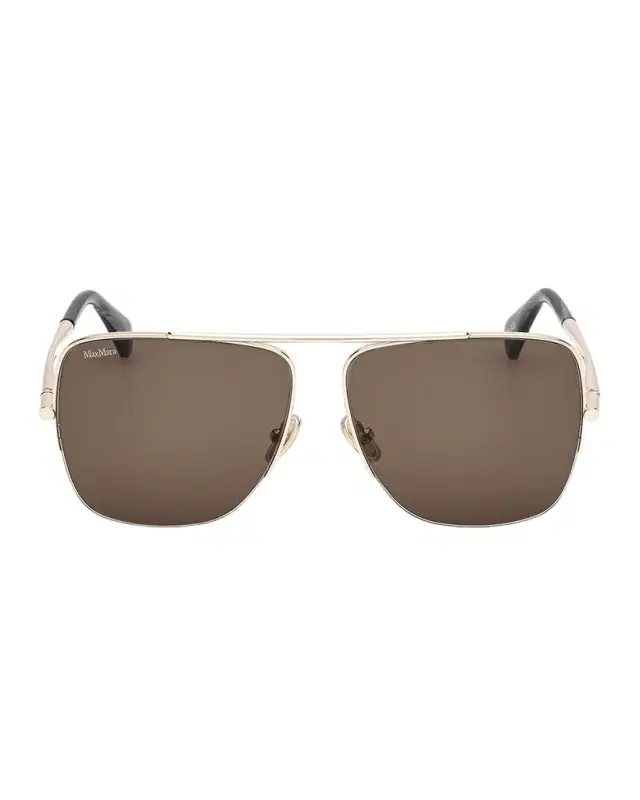 Logo Engraved Metal Aviator Sunglasses