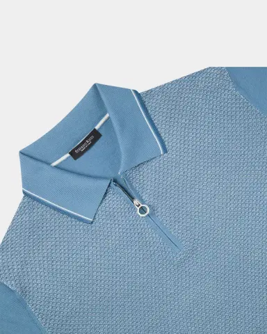 Stefano Ricci Men's Short-Sleeve Quarter-Zip Polo Sweater | Thumbnail 2