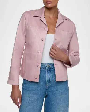 L'AGENCE Janelle Slim Coated Denim Jacket | Thumbnail 3
