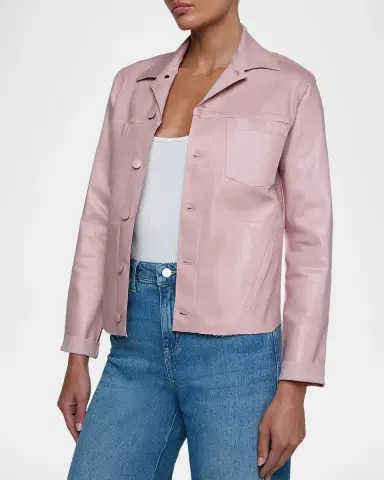 L'AGENCE Janelle Slim Coated Denim Jacket | Thumbnail 4
