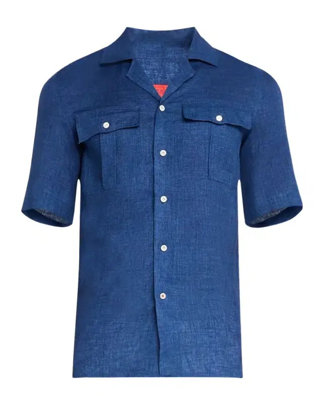 Men 's Linen Two-Pocket Camp Shirt