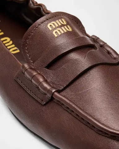 Miu Miu Aviator Leather Penny Loafers | Thumbnail 5