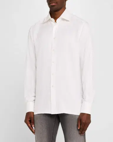Stefano Ricci Men's Silk Geometric Jacquard Dress Shirt | Thumbnail 3