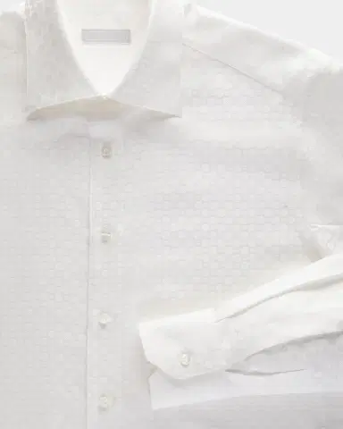 Stefano Ricci Men's Silk Geometric Jacquard Dress Shirt | Thumbnail 4