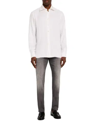 Stefano Ricci Men's Silk Geometric Jacquard Dress Shirt | Thumbnail 1