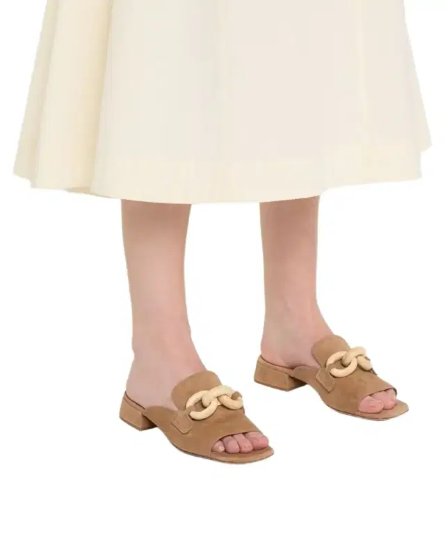 Enna Suede Chain Loafer Mules