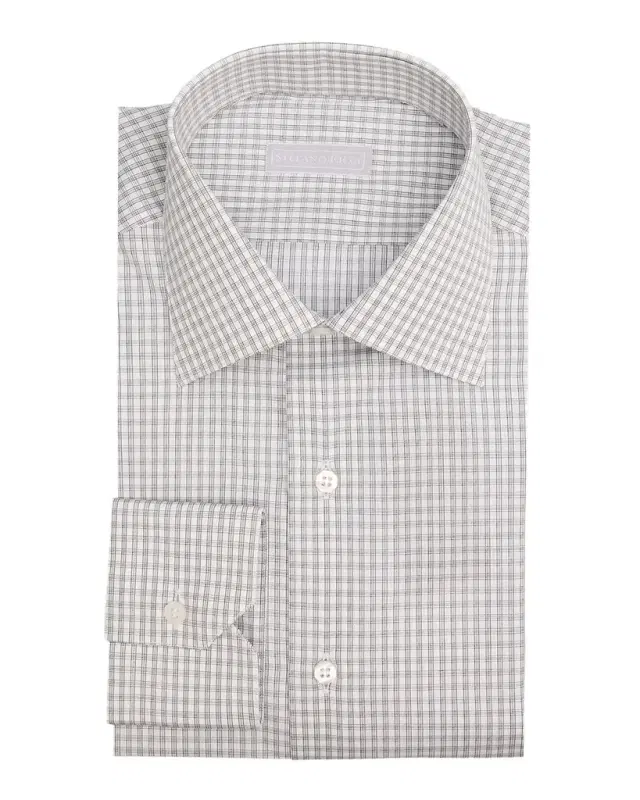 Men 's Cotton Micro-Check Dress Shirt