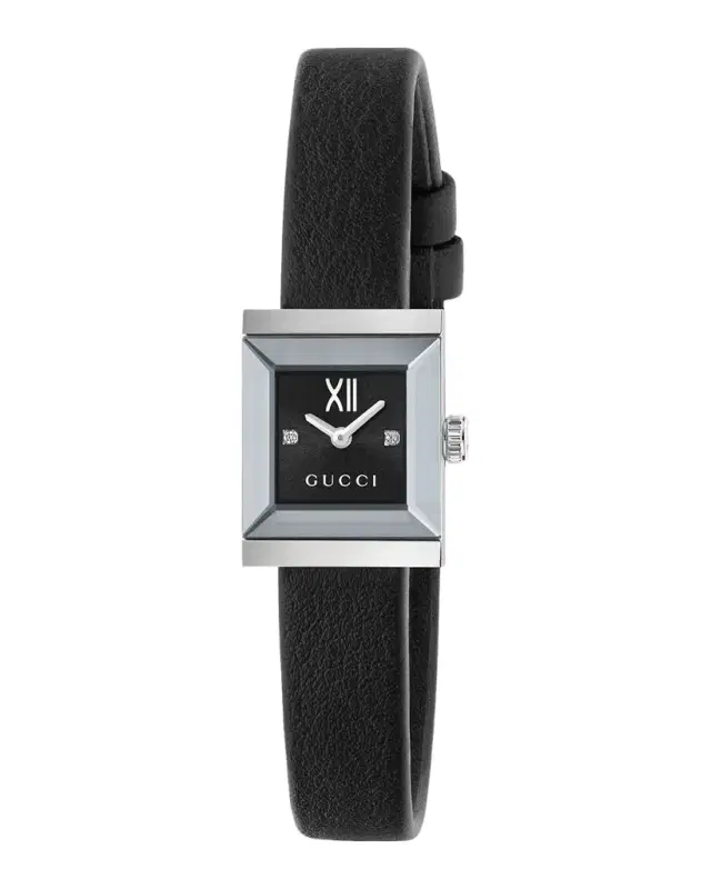 Gucci 14x18mm G-Frame Small Square Watch with Leather Strap