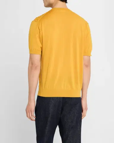 Stefano Ricci Men 's Cashmere Short-Sleeve Crewneck Sweater | Thumbnail 2
