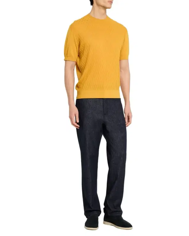 Men 's Cashmere Short-Sleeve Crewneck Sweater