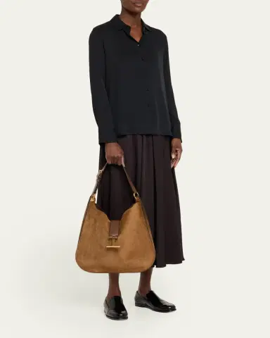Tom Ford Tara Large Crossbody Bag in Suede and Leather | Thumbnail 5 Tom Ford Tara Large Crossbody Bag in Suede and Leather | Thumbnail 5