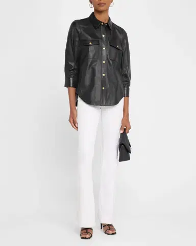 L 'AGENCE Avina Leather Blouse | Thumbnail 2